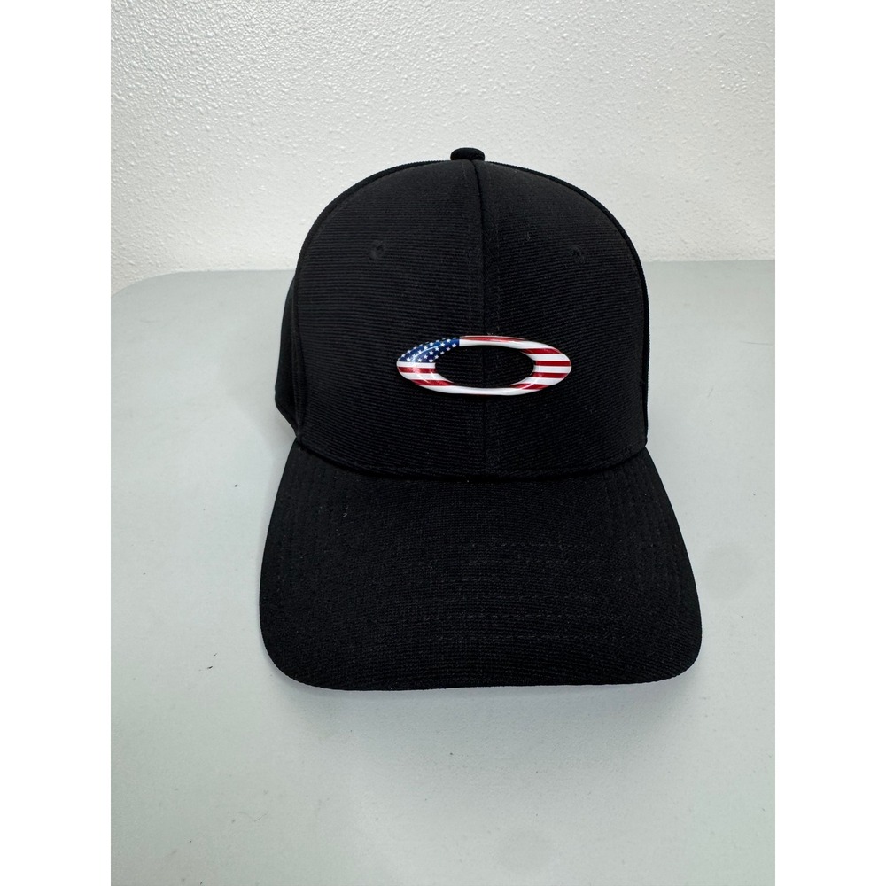 Oakley Classic Low A-Flex Hat Black American Flag Logo Mens S/M Baseball Cap